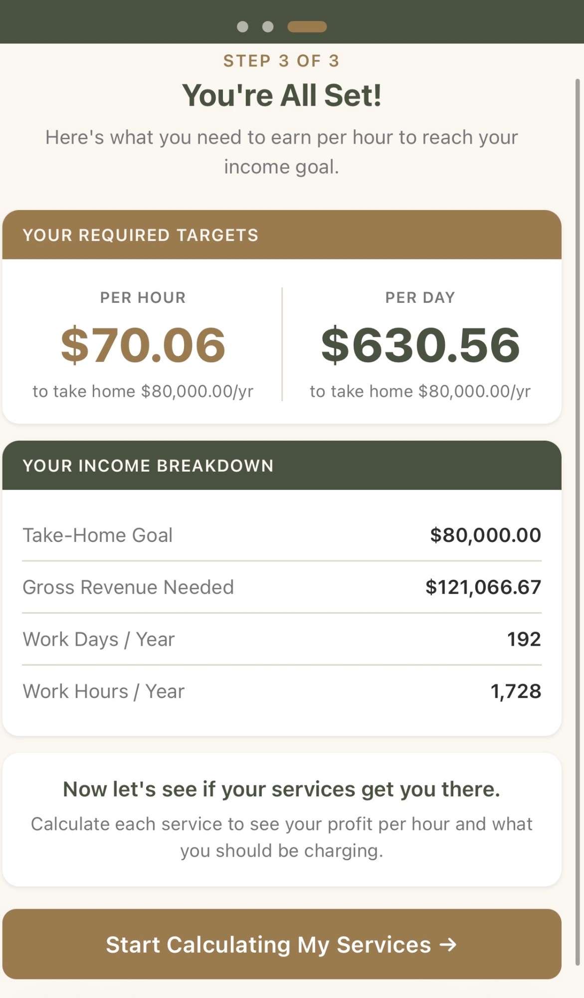 Set your income goals
